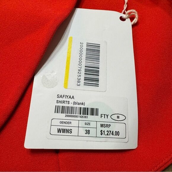 Safiyaa Peplum Blouse Size 6 Orange Asymmetrical‎ Hem V-Neck - Picture 14 of 14